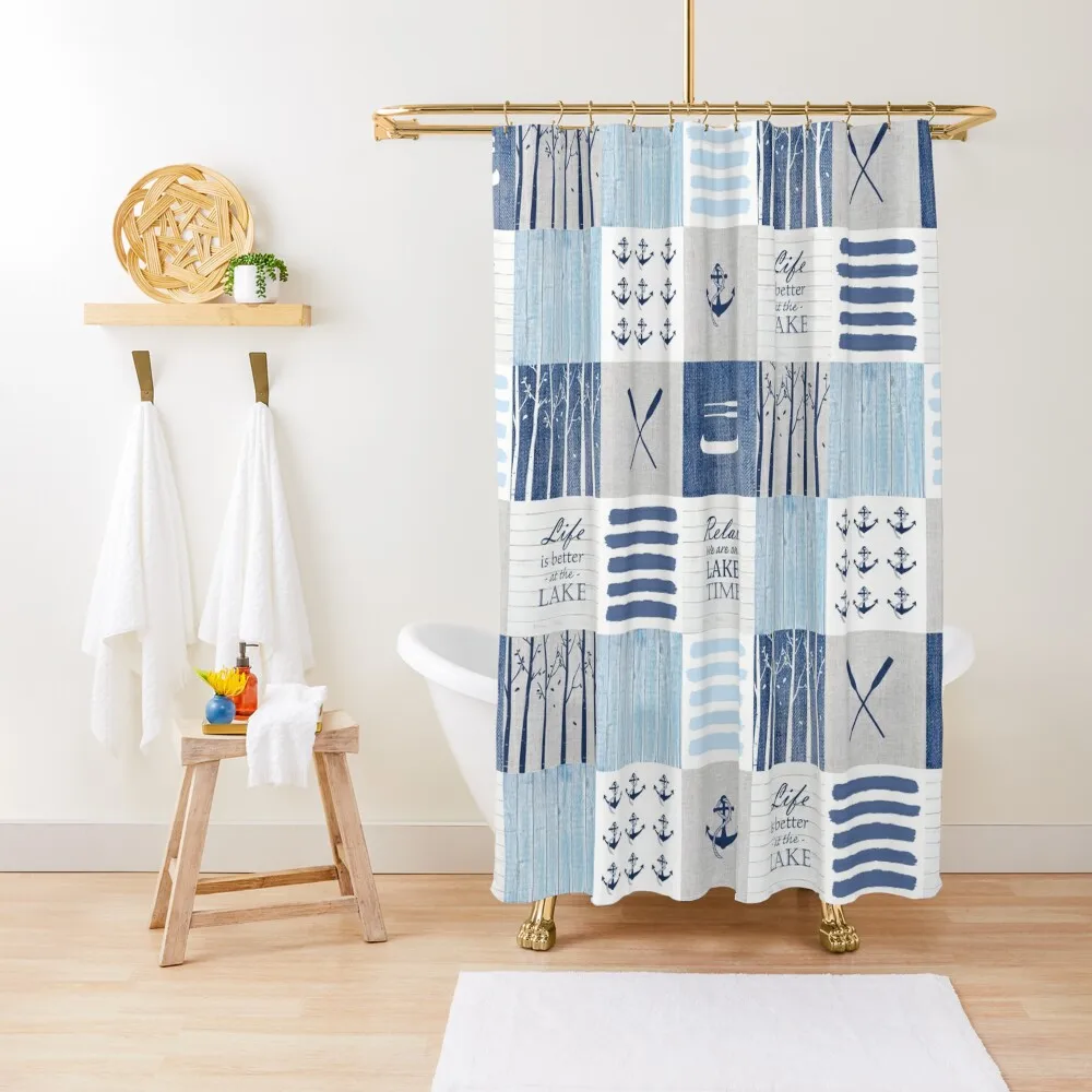 Life is better at the lake patchwork Shower Curtain Cute Shower Shower Bathroom Curtain