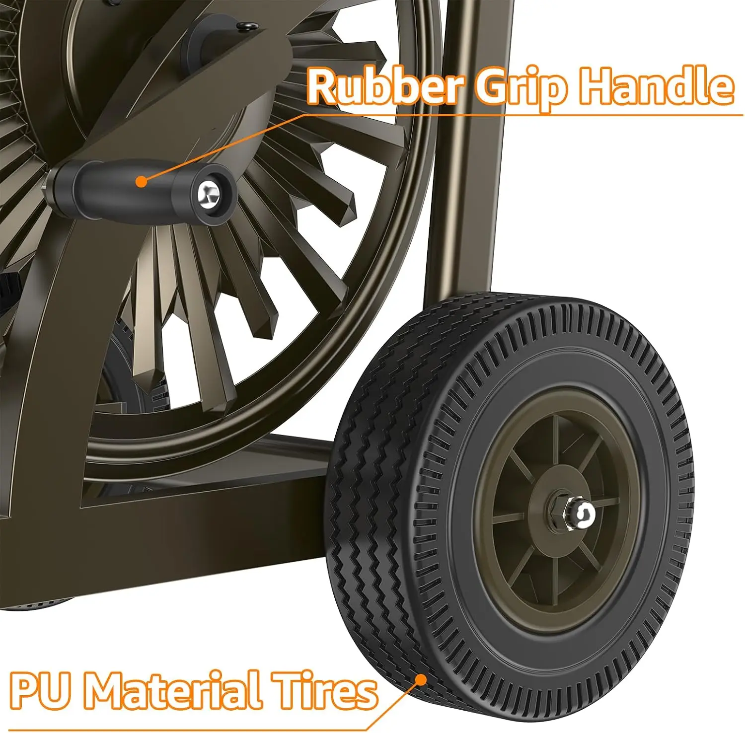 Heavy Duty Steel Garden Hose Reel Cart with Wheels