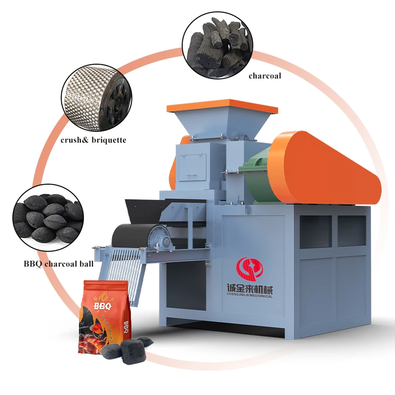 Large Capacity Charcoal Biomass Briquette Making Machine AC Motor 7.5KW Engine Carbon Steel Construction High Quality Coal Ball