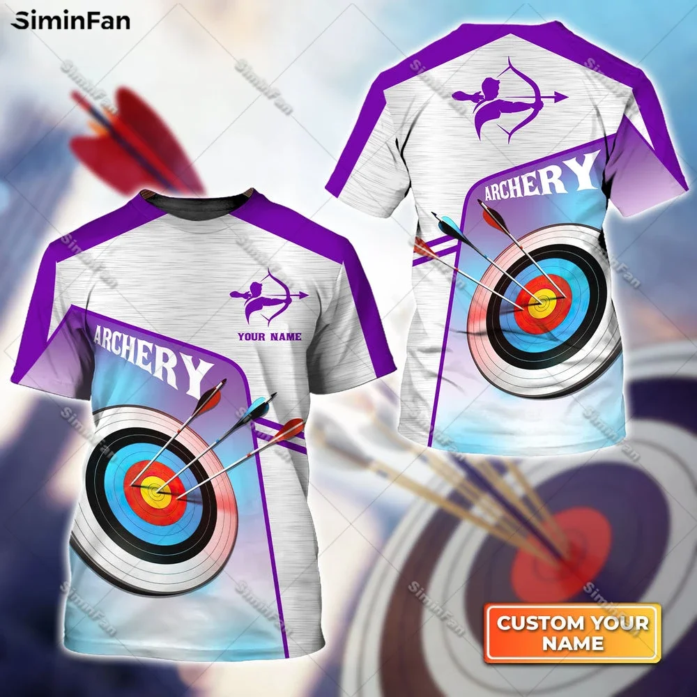 Custom Name Archery Target Purple 3D All Over Printed Men Tshirt Male Summer Round Neck Tee Female Top Unisex Milk Fiber Shirt