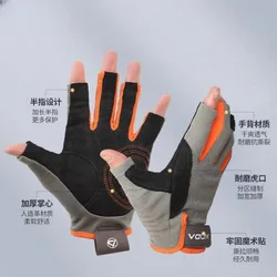 professional Outdoor Sports Half Finger Cowhide Climbing Gloves Rock Climb Downhill Hiking Anti Slip Wear resistant gloves