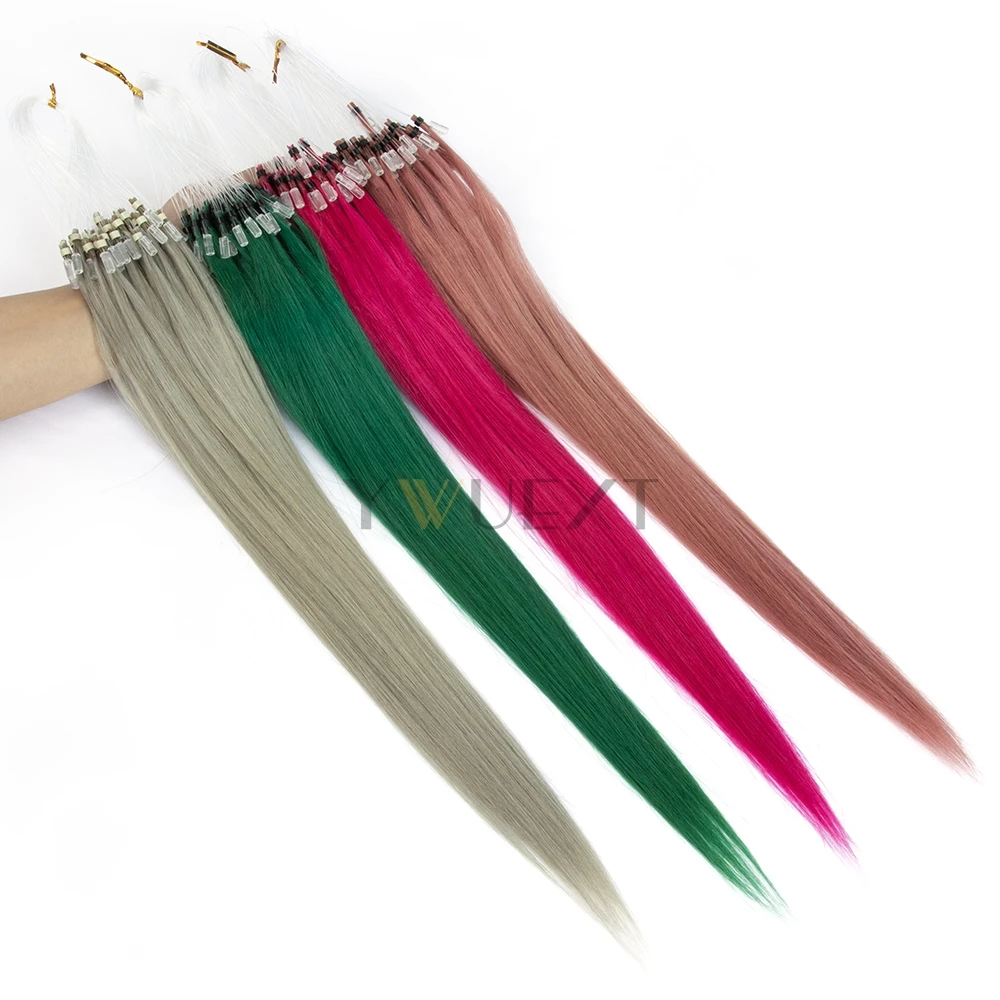 Colorful Micro Loop Ring Link Hair 100% Human Hair Extensions Real Remy Fancy Colors 12-20 inches Natural Striaght Purple Hair