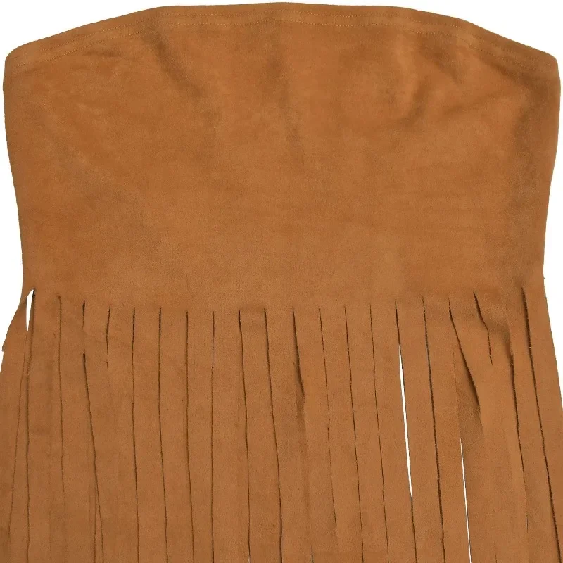 GUWU mujeres sin tirantes sin mangas borla tanques y vestido camisola 2025 verano playa vacaciones gamuza polar Crop Tops vestidos