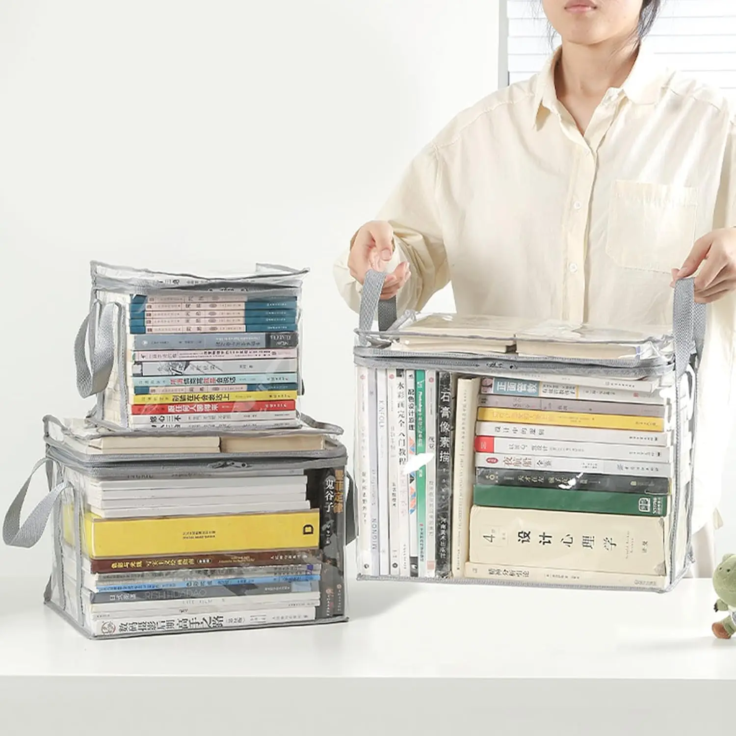 صندوق تخزين قابل للطي، منظم كتب وألعاب مقاوم للماء، حقيبة تخزين ملابس شفافة للاستخدام المنزلي #5