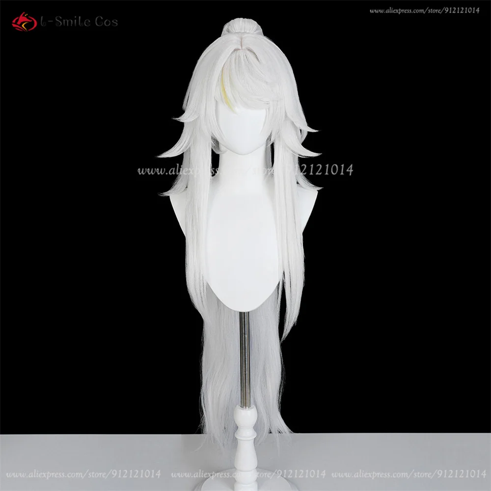 Zibai Cosplay Wig 100cm Silver White Wigs For Men Anime Cosplay Wig Heat Resistant Synthetic Hair Halloween Christmas Costumes view 3