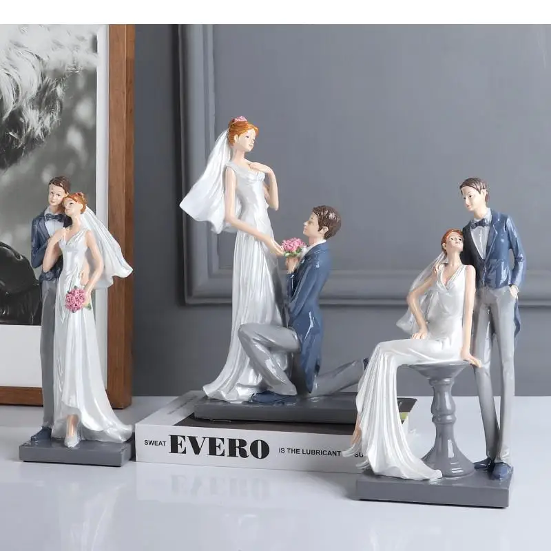 Creativity Resin A Pair Couples Wedding Party Display Gifts Valentine's Day Present Figure Statue Home Decoration