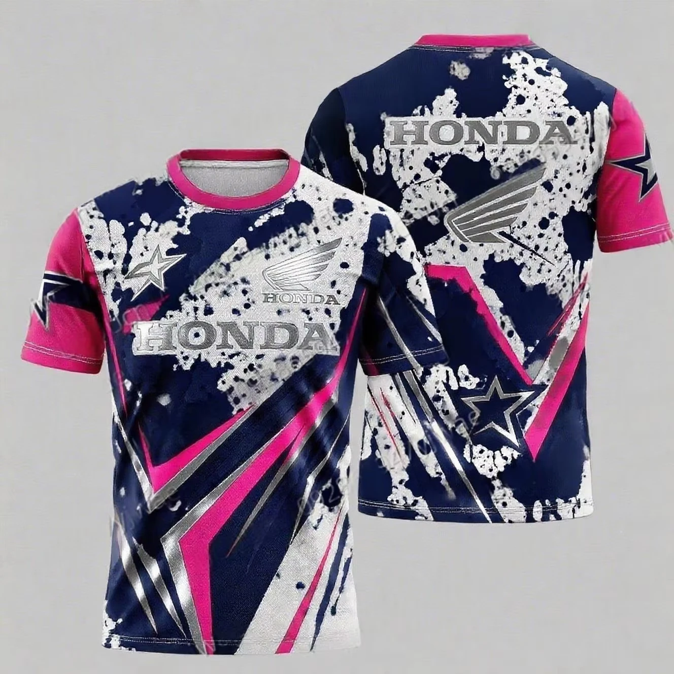 オートバイ乗馬スプラッシュインク印刷速乾性通気性半袖男性と女性ホンダ乗馬カジュアル Tシャツトップス