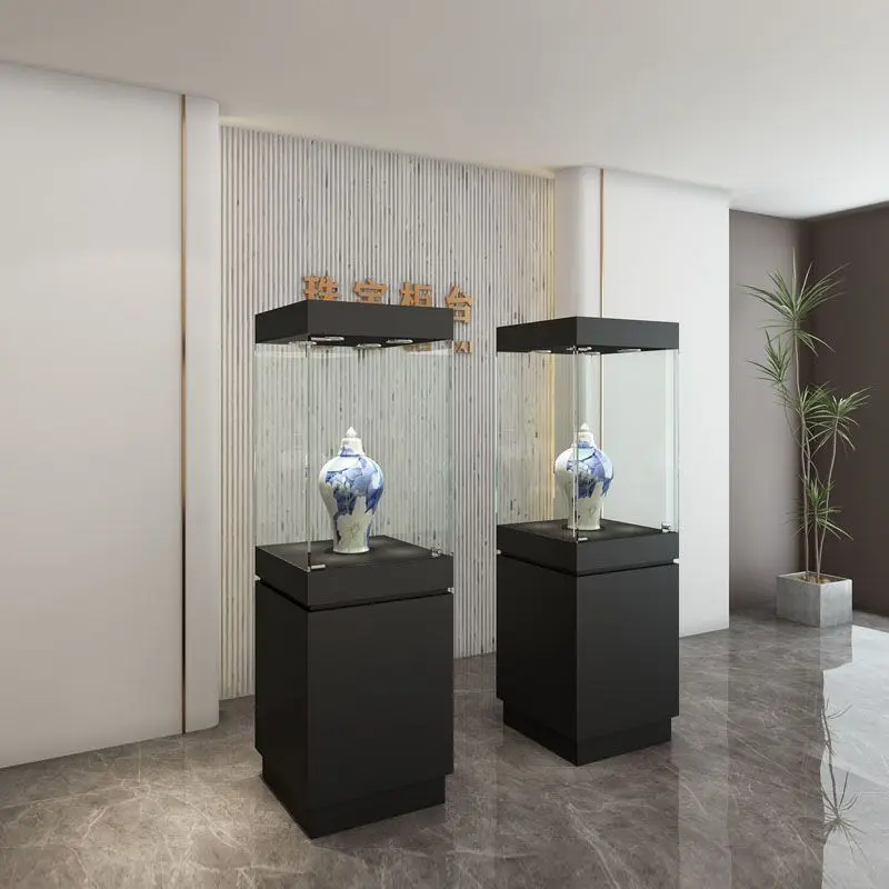 Jewelry Exhibition Counter Museum Glass Display Cabinet Jade Cultural Relics Display Stand Commercial Sample Display Cabinet