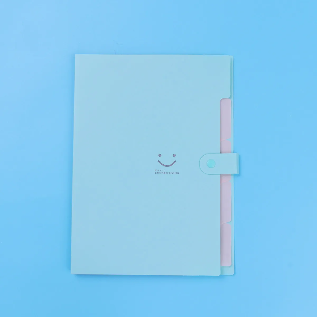 

File Folder 5 Pockets Plastic Expanding Accordion Folder Snap Closure Paper Organizer for Office School Travel Lake Blue
