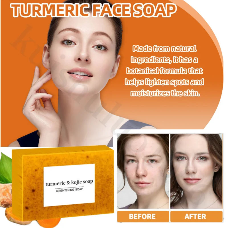 Body Face Underarms Turmeric Lemon Kojic Acid Soap Cleanses Whitening Skin Brightening for Dark Spots Reduces Acne,Fades Scars