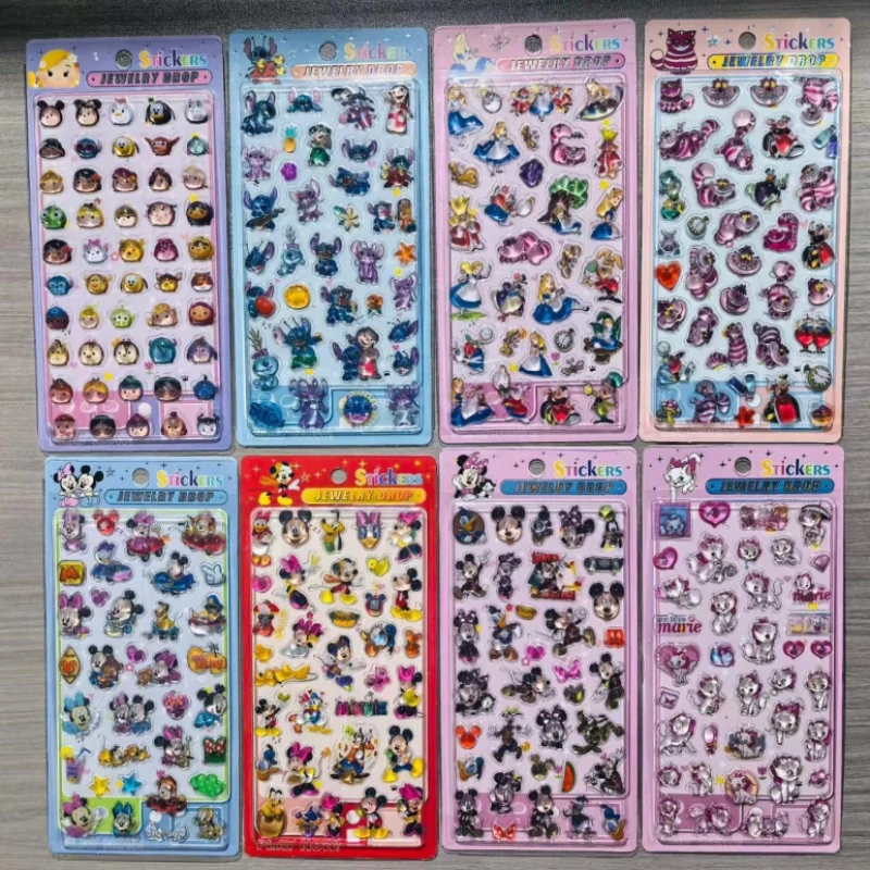 

40pcs Japanese Mickey 3d Solid Embossed Relief Stereo Sticker Diy Mobile Phone Decor Sticker Student Hand Account Stationery