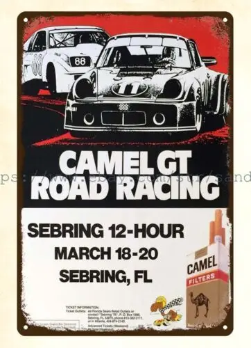 home wall 1976 12 Hours of Sebring transportation car racing metal tin sign