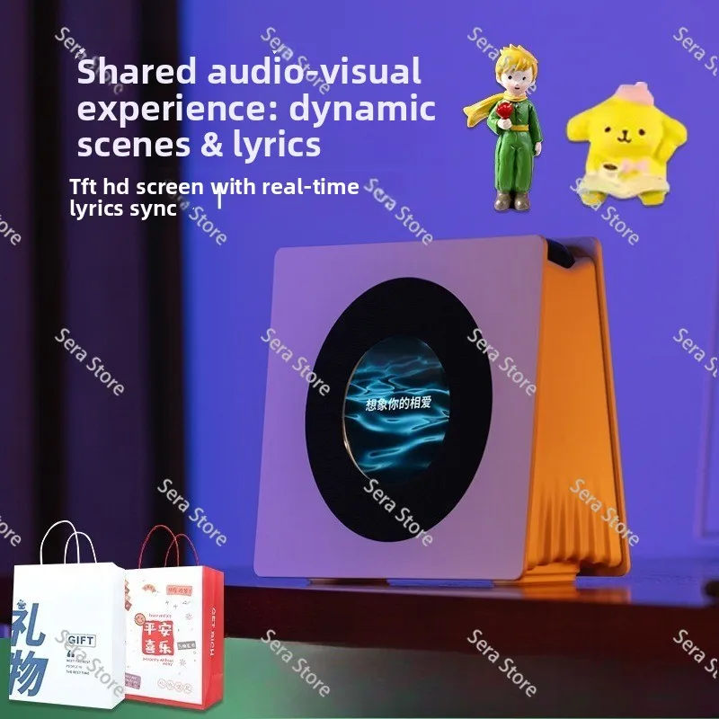 Lyrics bluetooth speaker custom logo clock audio ambient light subwoofer wireless desktop audio