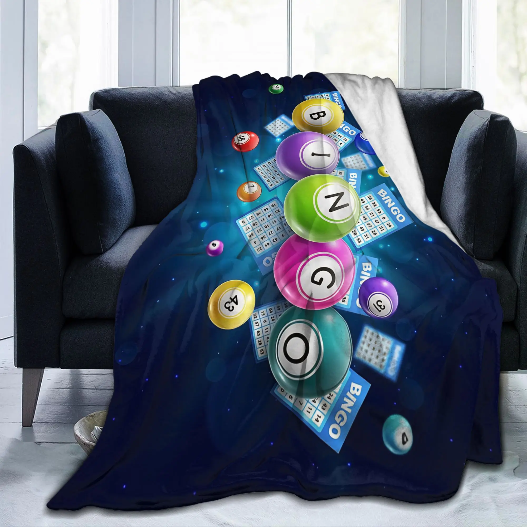 Bingo Balls Paper Game Blanket  Flannel Bedding Throw Blanket Bedspread Thin Decoration Breathable