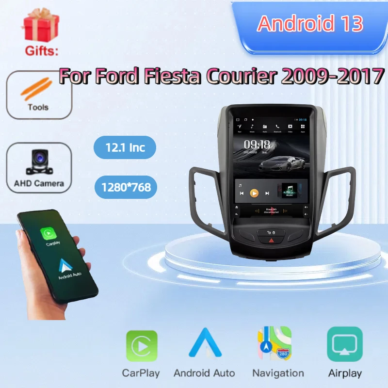 

Android Vertical Screen Multimedia Car Radio GPS Navigation For Ford Fiesta Courier 2009-2017Wireless Carplay Auto Video Support