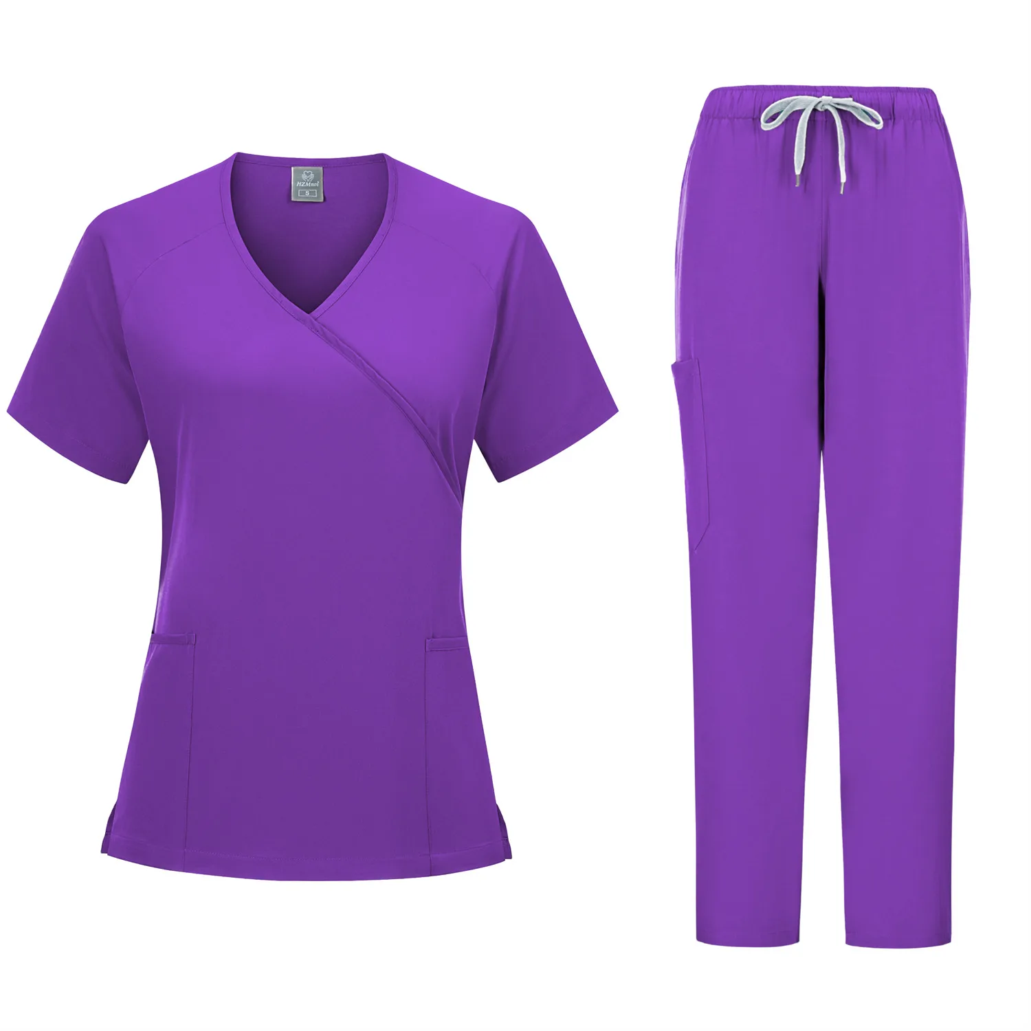 Medical Women Short Sleeve Pocket Nursing Workers Scrubs Dentistry Work Clothes Set Nurse Uniform