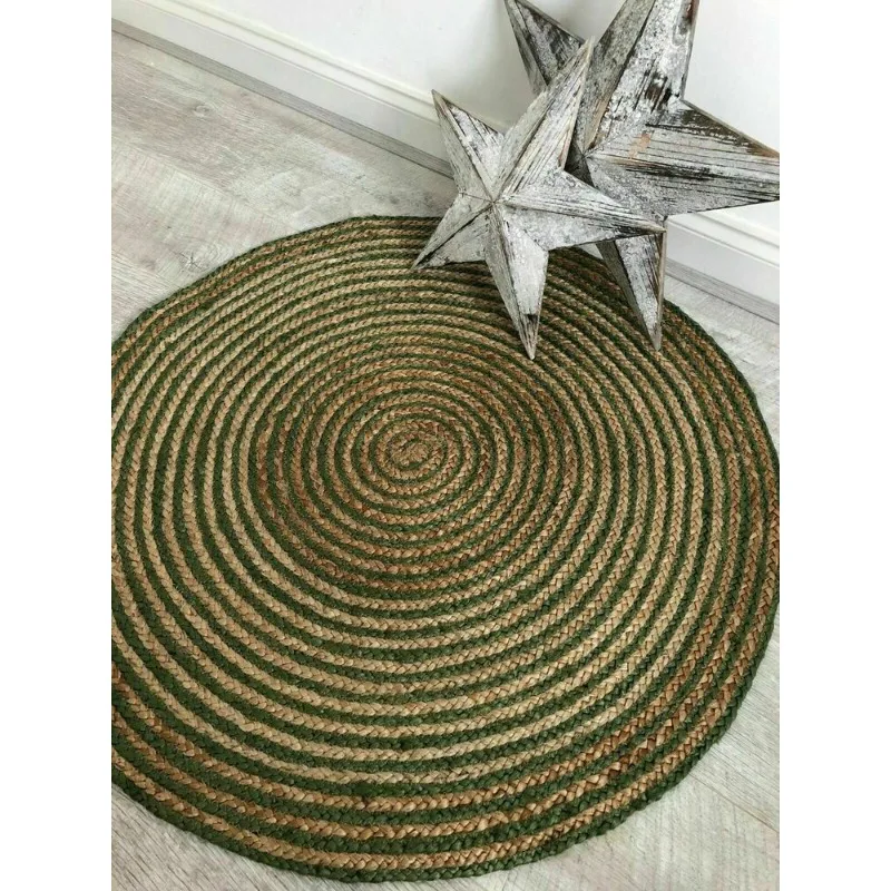 Rug Natural Jute & Cotton Style Braided Carpet Reversible Modern Look Area Rug