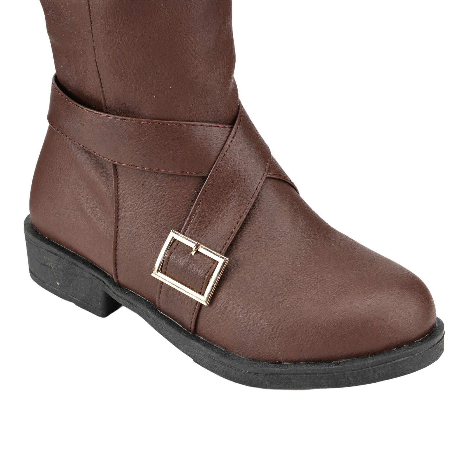 Męskie Średniowieczne Buty Wiking Pirat Krzyż Klamra Pas Buty Halloween Cosplay Buty Skóra PU Antypoślizgowe Gruba Podeszwa