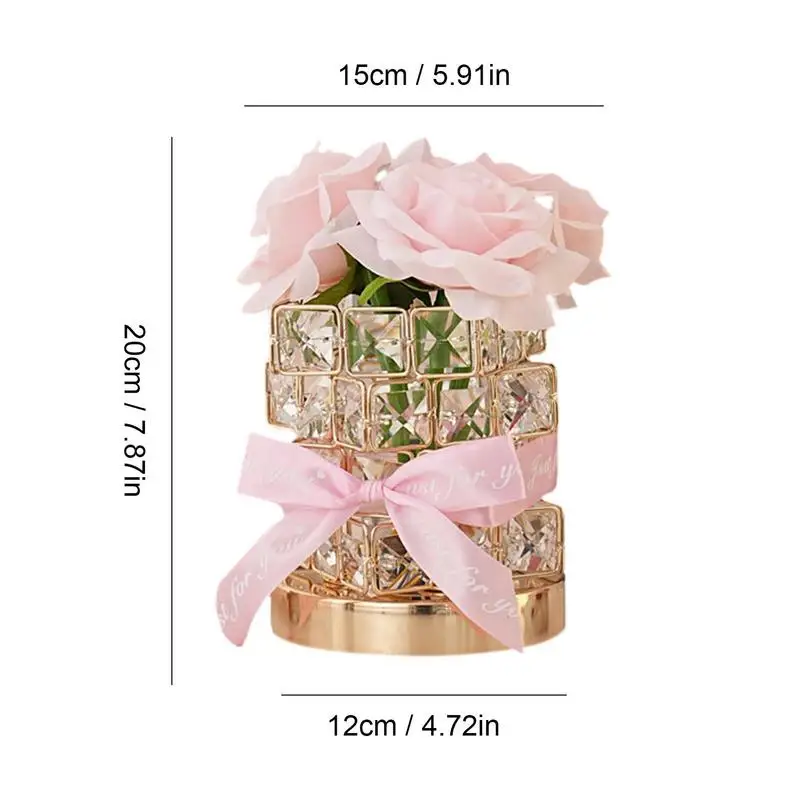 Artificial Rose Flower Night Light, Crystal Table Lamp, Bouquet Desk Lamp, Simulação de 3 cores