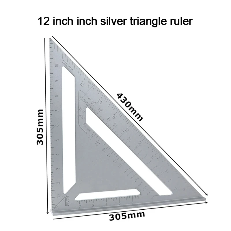 7/12 Cal linijka trójkątna kwadratowa kątomierz ze stopu aluminium metryczna prędkość kwadratowa linijka miernicza migawki do budowania ram