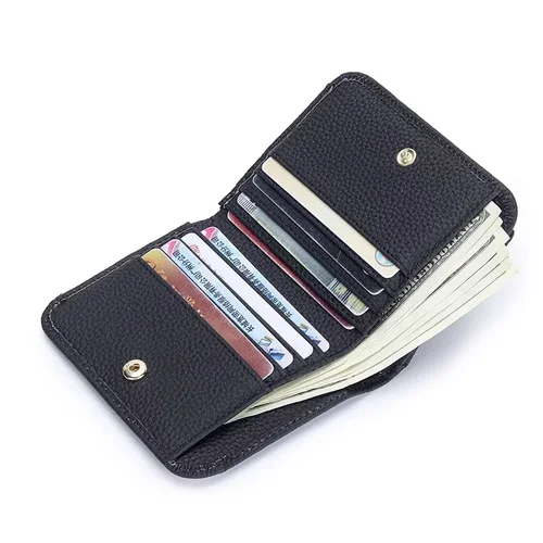 Imagen 2 del producto Cartera de cuero genuino para mujer, monedero plegable simple y pequeño, bolso multifuncional para monedas, ultra nuevo 2026
