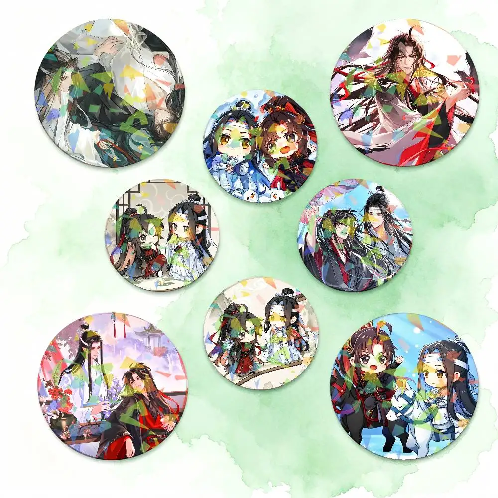Anime Grandmaster of Demonic Cultivation Round Badge Lapel Pins for Backpacks Briefcase Laser Brooch Clothes Gifts