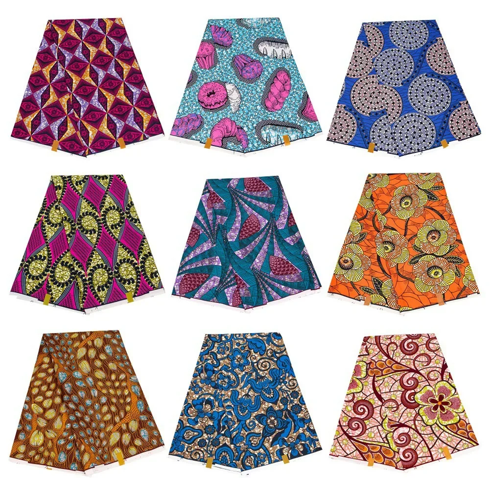 Most Popular African Real Wax Fabric Cotton Nigeria Style High Quality Ankara Golden Gold Print Wax Pagne For Party Dress