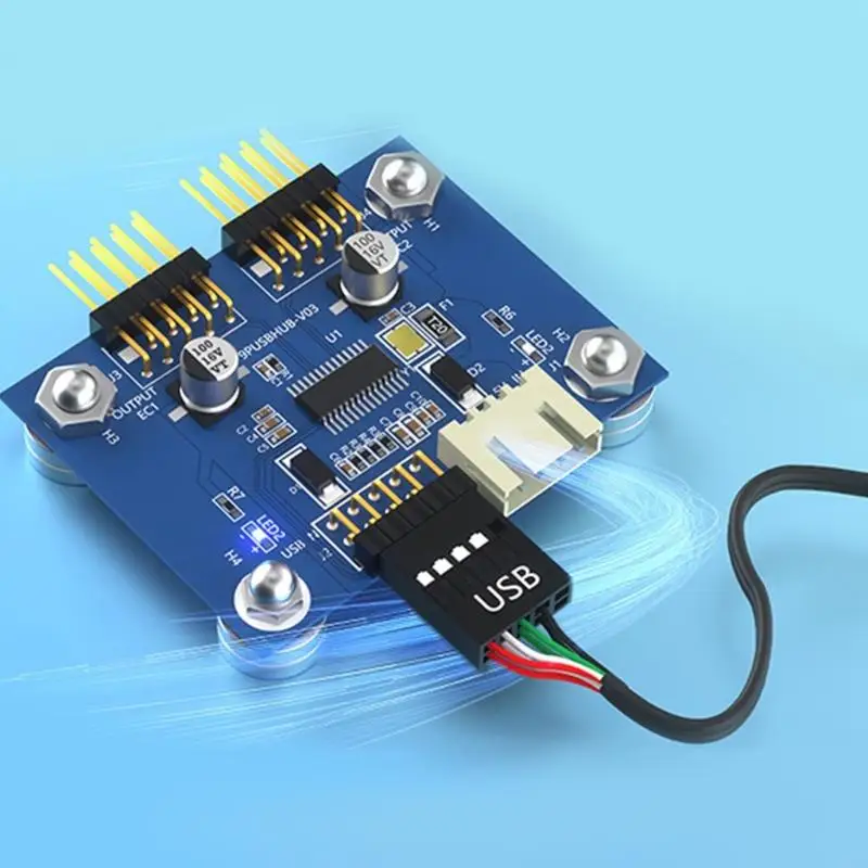 C90F Motherboards USB 2.0 Header Splitter Extension Cable Double 9Pins Port Simultaneous Device Connection Not Need Driver