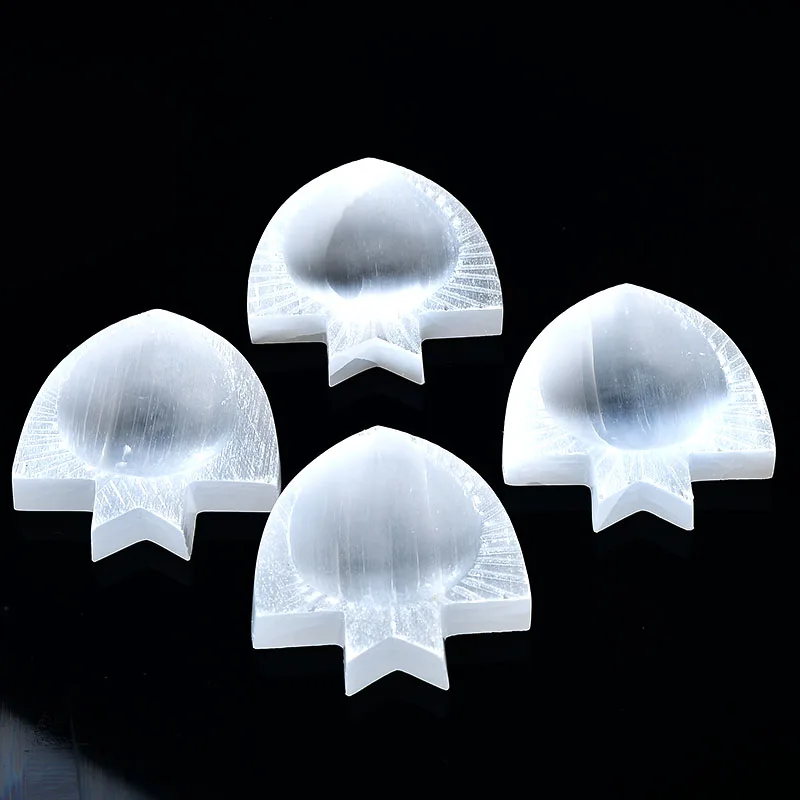 1pc Natural Crystal Selenite Bowl  Tropical Fish shape Figurines Healing Crystal Magic Animals Evil Statue Witchcraft Home Decor