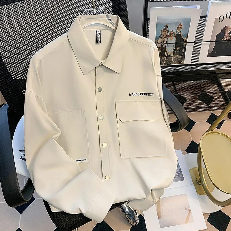 

Casual Workwear Shirt Jacket for Men Spring Autumn New Trendy Brand Youthful Design Versatile Outerwear for Teens Japanese Style
