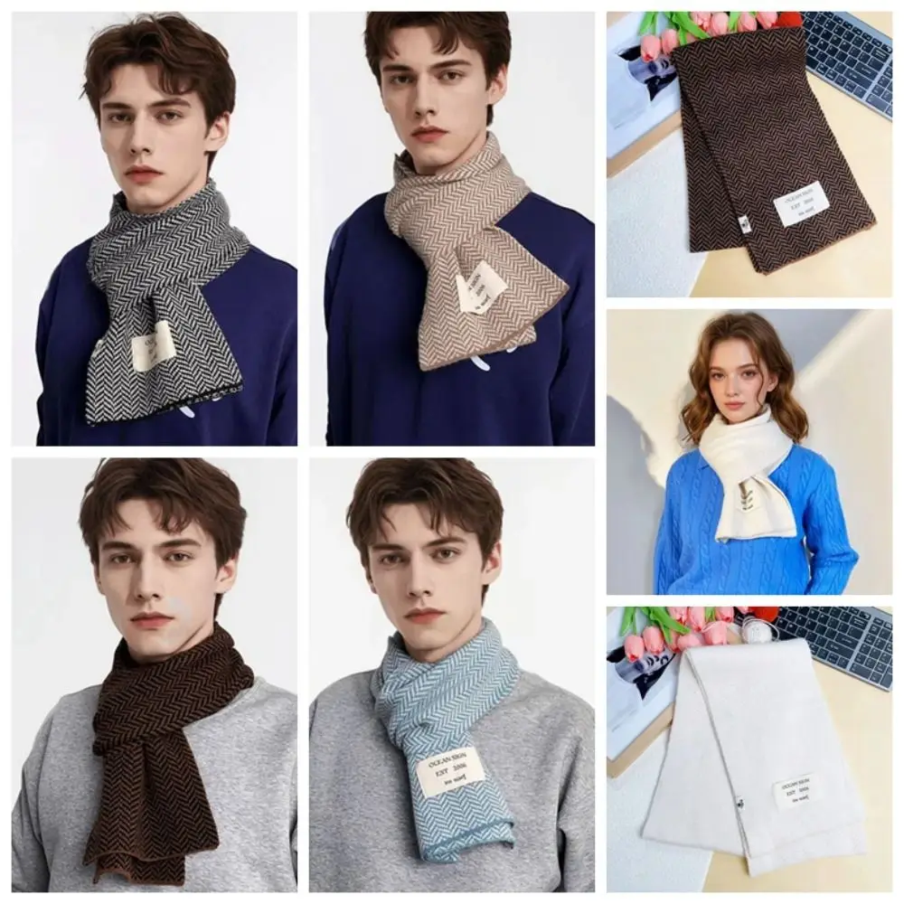 

Large Acrylic Fibres Twill Knitted Scarf Long Soft Contrast Colored Thick Shawl British Style Stole Men Thick Shawl Outdoor