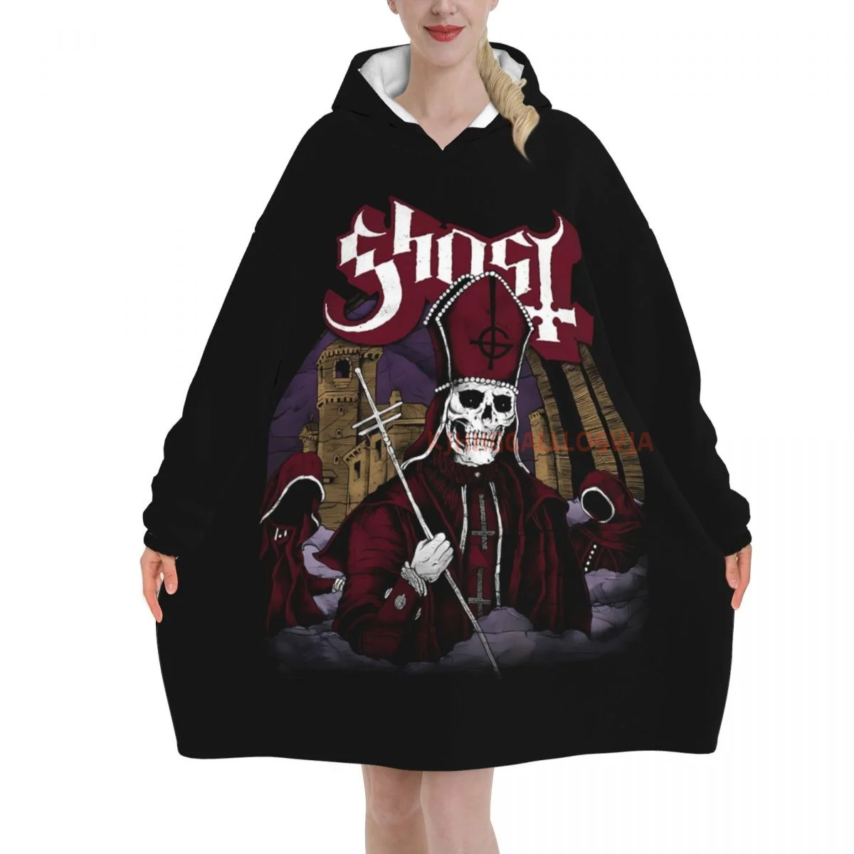 Ghost B.C. Band Wearable Flannel Blanket Hoodie Oversized Hooded Blanket Pullover Sweatshirt Fleece Sherpa Blankets with Pockets