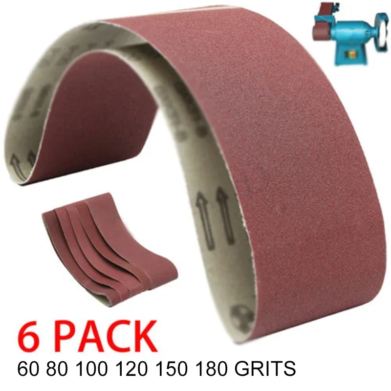 120 Polishing Sanding Belts Belt 100 150 180 Grits Abrasive Aluminum Oxide Anti-static 6pcs Furniture Hardware