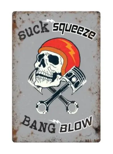 Metal Tin Signs Suck squeeze bang blow Vintage Retro Home Man Cave Garage Shed