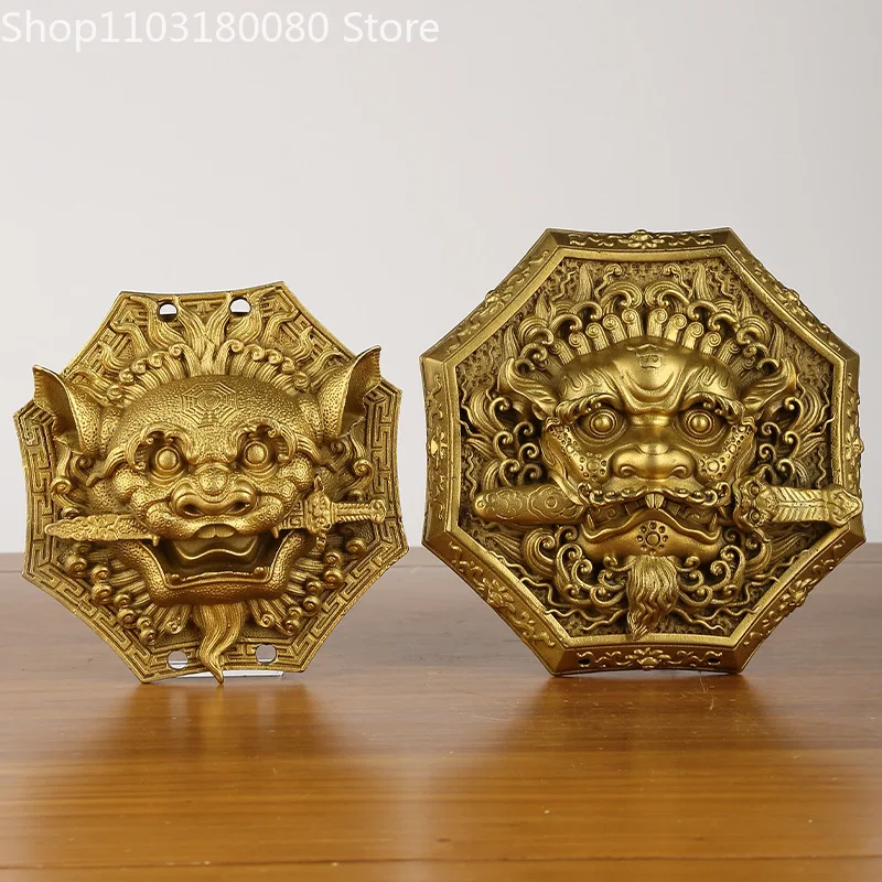 

Brass Octagon Lion Head Bagua Mirror Town House Exorcise evil spirits China Fengshui decor,25cm,19cm,16cm,11cm