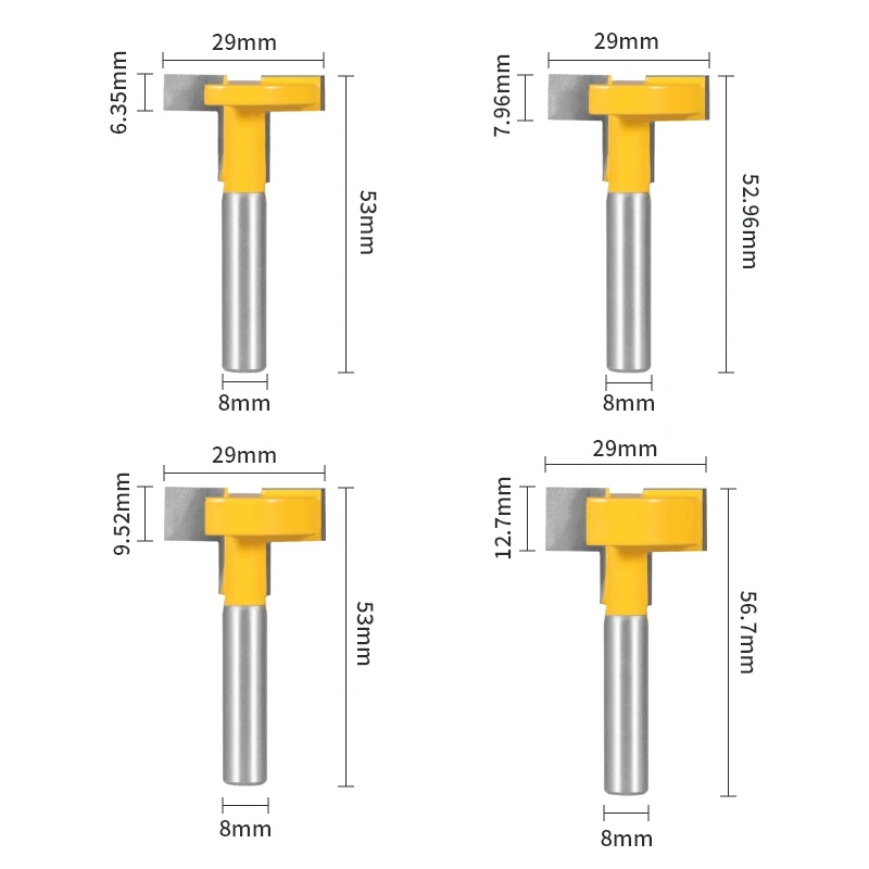 YUSUN 1PC 8MM Shank 29MM Bevel Sloting Bit Router Bit Woodworking Milling Cutter For Wood Bit Wood Cutters Face Mill End Mill