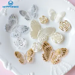 WFFNNKC 10Pcs Cute White Butterfly Flowers Flat Back Resin DIY Earring Hairpin Jewelry Materials Woman Key Chain Charm Accessory