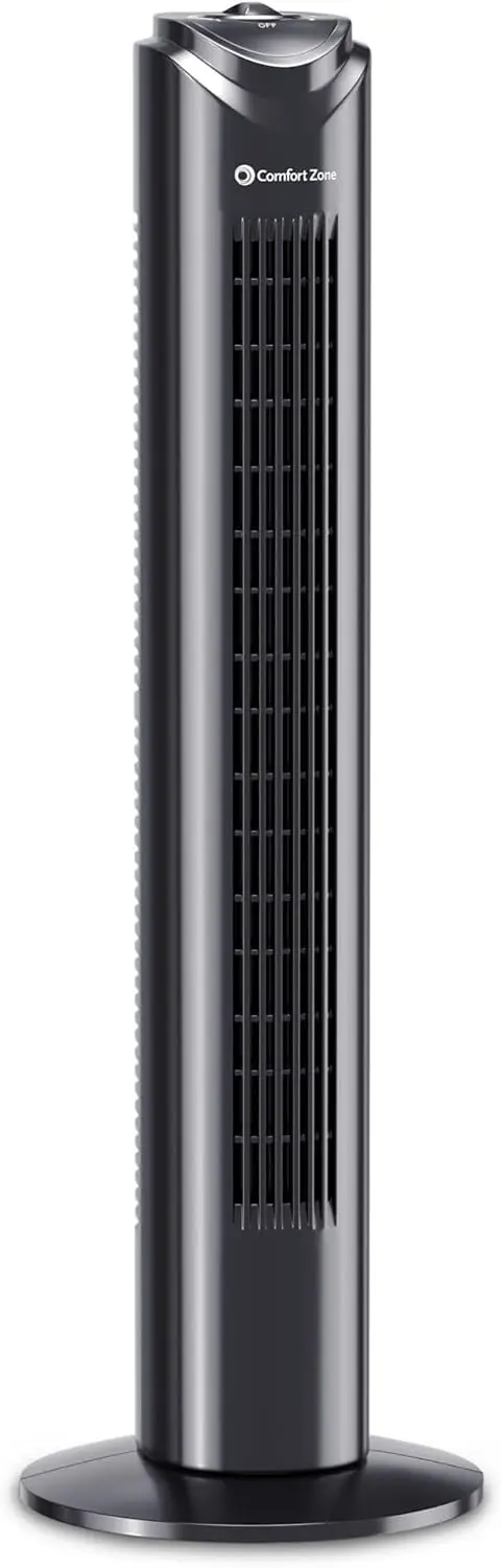 

32' Tower Fan, 3 Speeds, 90° Oscillation, Portable Black Stand Fan with Carry Handle