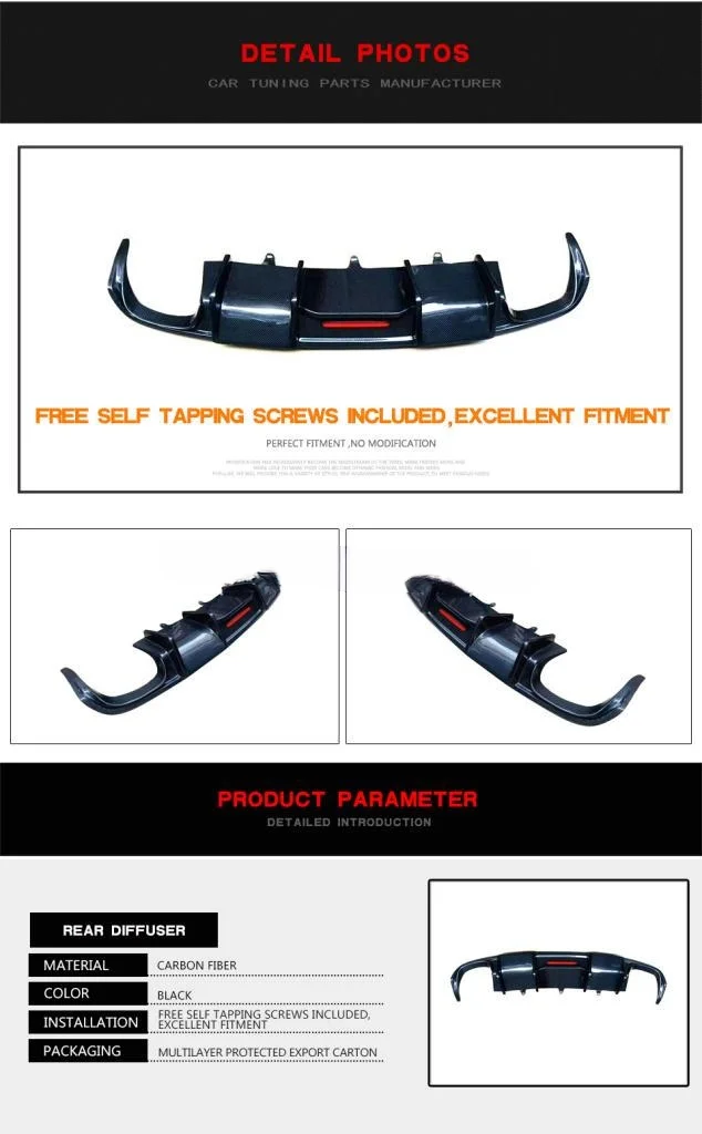 High Quality Carbon Fiber Car Rear Bumper Diffuser For Audi A6 C7 2016-2018 Rear Diffuser