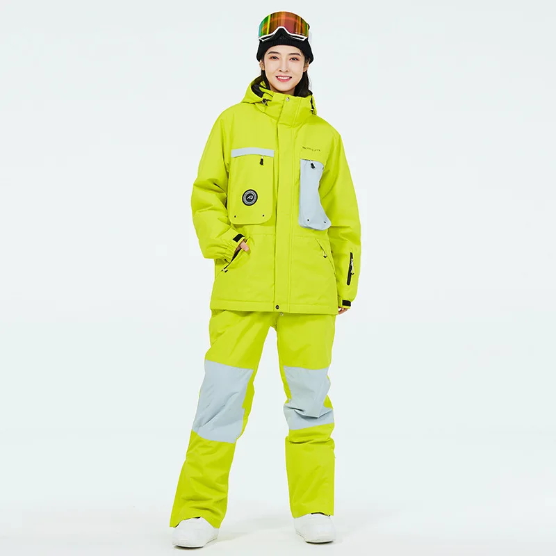 Ropa de traje de nieve para hombres y mujeres, pantalones de correas de invierno impermeables, monos de esquí y snowboard, chaqueta y pantalón de invierno de hielo