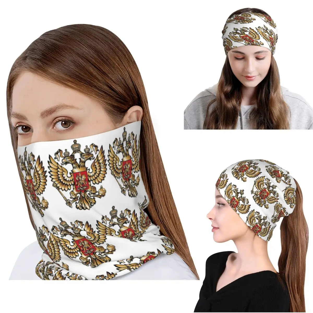 

Coat Of Arms Of Russia Russian Flag Bandana Neck Cover Wrap Scarf Multifunction Face Mask Beanies Hat Unisex Adult Washable