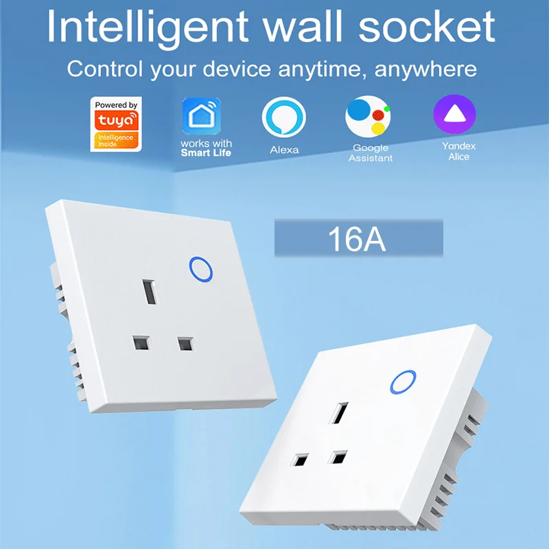 

TUYA WiFi Smart Timed Socket - British Standard Wall Socket with Remote Control for Timed Switching of the Socket