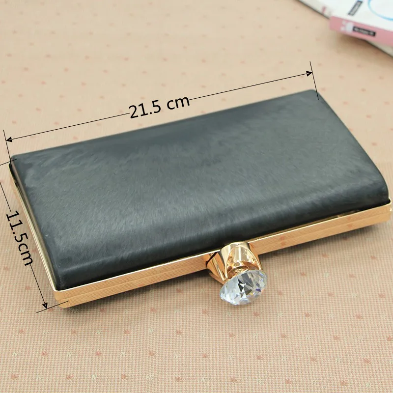 1ชุดเงินกล่องโลหะ Clutches กระเป๋ากรอบพลาสติกสีดำขายคริสตัล Clasp DIY กระเป๋าถือ Obag กระเป๋ากรอบขายส่ง