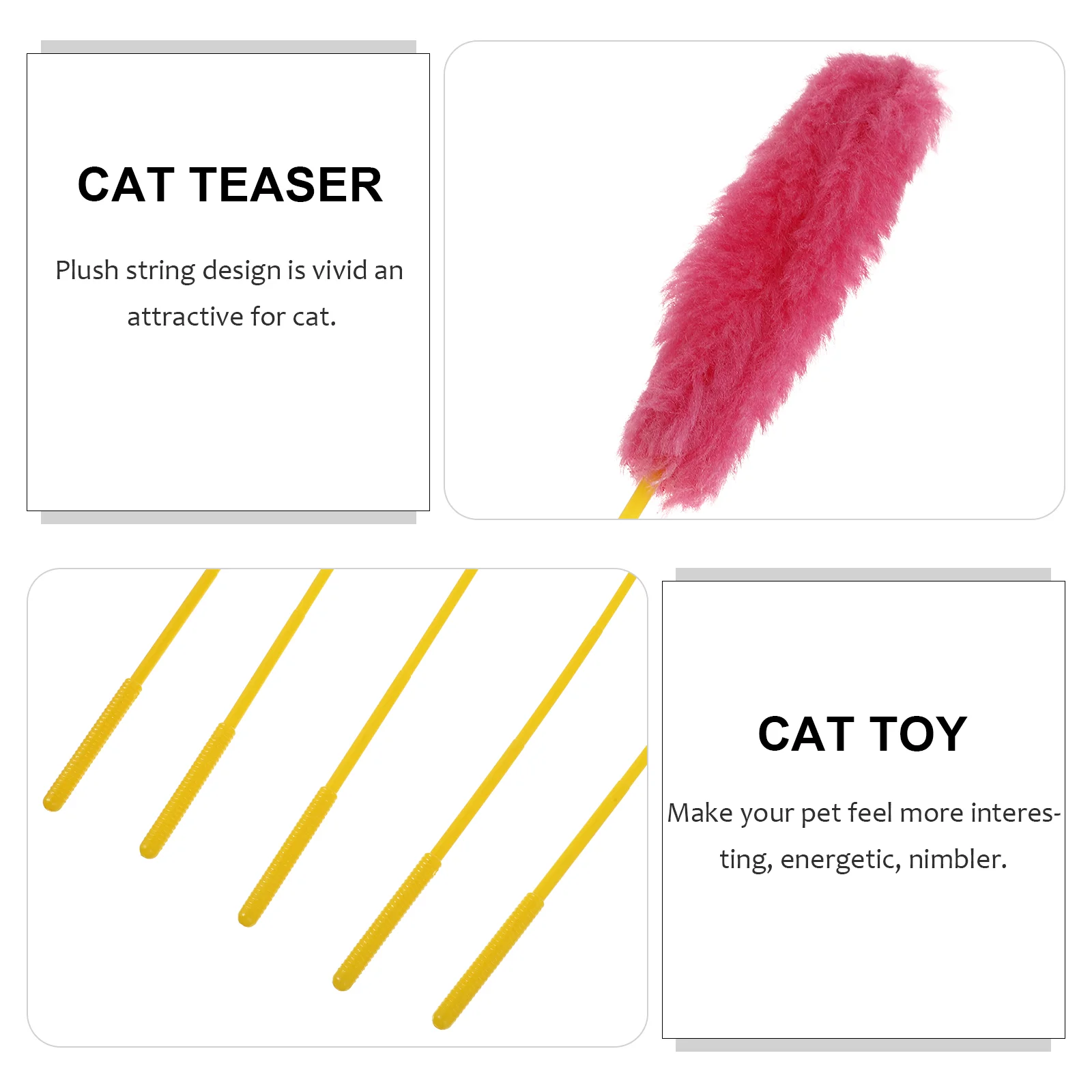 10pcs Plush String Toy Training Wand Cat Interactive Plush Wand Toy Funny Stick Teaser for Cat Kitten (Random Color)