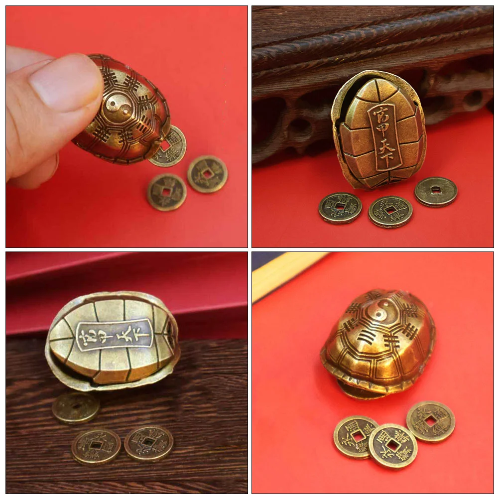 Turtle Shell Pendant Divination Game Zinc Alloy Coins With Fortune Props Desktop Decoration Ornament