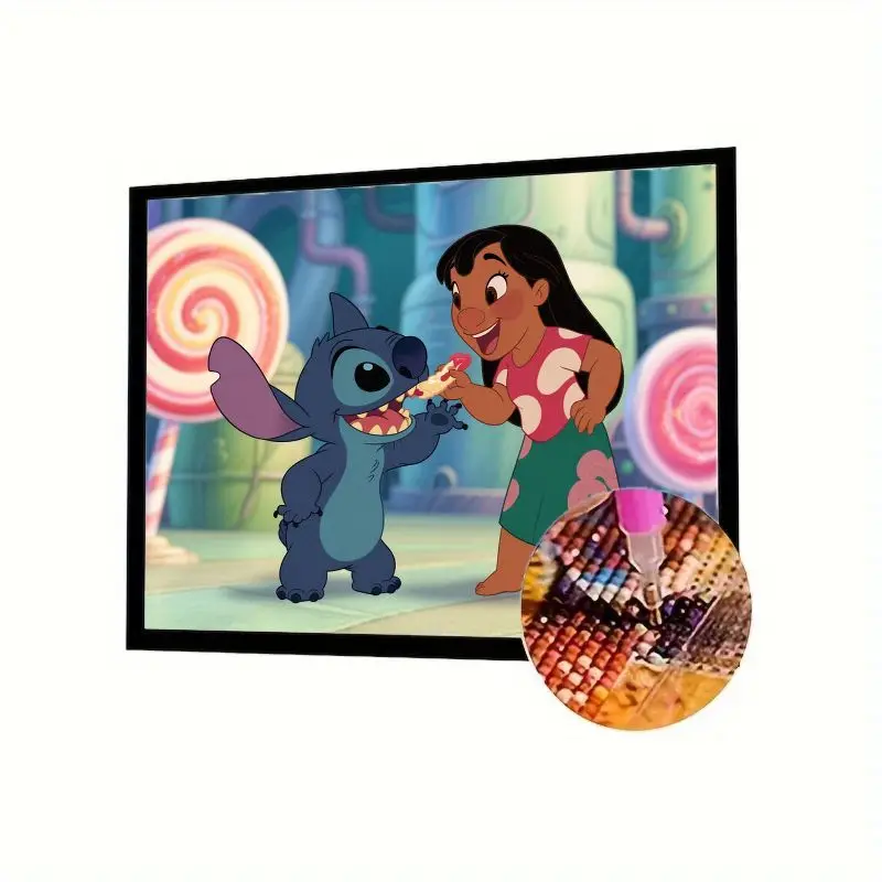 

1PC Disney Lilo & Stitch Sharing Candy 5D Diamond Painting Kit - Full Drill Round/Square Diamonds DIY Cartoon Art Craft for Kids