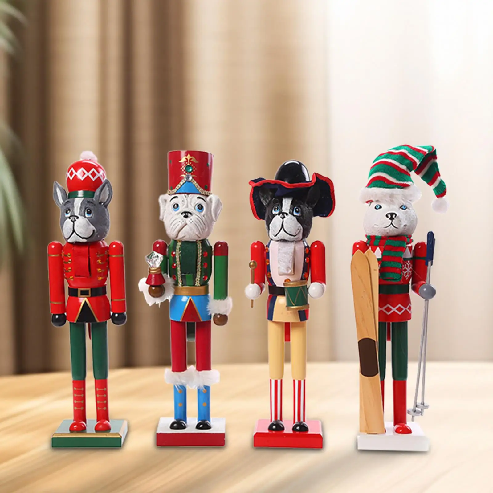 

4 шт., 15 дюймов, традиционный деревянный Щелкунчик, украшения, Щелкунчик для щенка для праздничной спальни, Рождественская елка, камин, день рождения
