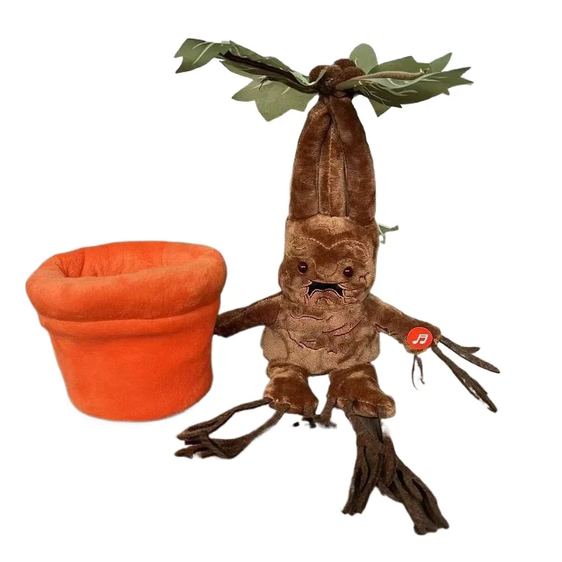 Juguete de peluche Mandrake inspirado en Magic World: muñeca de planta de peluche suave con función de grito y vibración, algodón PP premium coleccionable