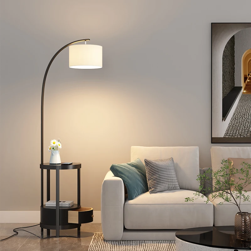 

Luxury fishing floor lamp Living room advanced sofa storage edge Simple bedroom bedside table intelligent integrated table lamp