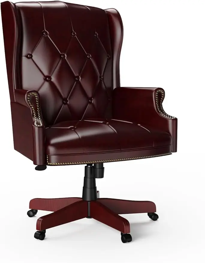 

High Back Leather Executive Office Chair, 330LBS Heavy Duty Ergonomic Design Thick Padded Seat and Backrest, Tufted Styling Recl